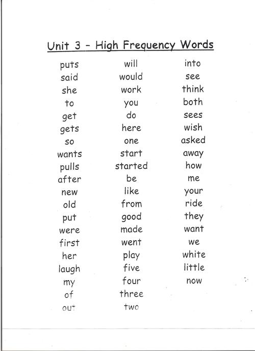 high frequency words 3rd 